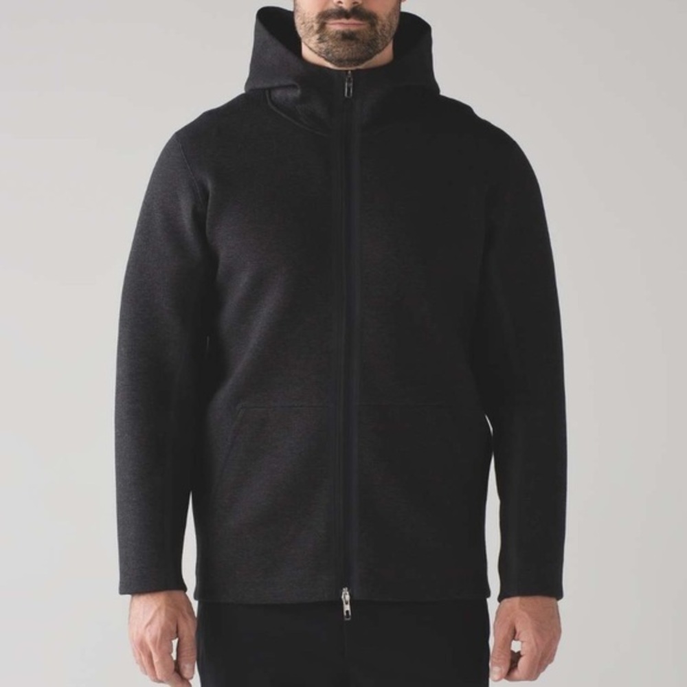 Lululemon Athletica Stratum Hoodie Heathered Black Men Full Zip Jacket Size XL